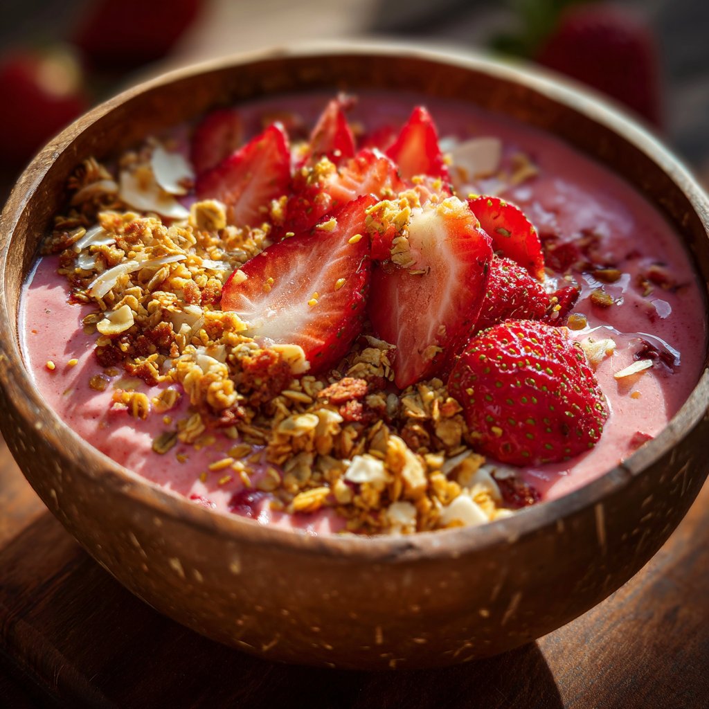 Strawberry Milkshake Smoothie Bowl