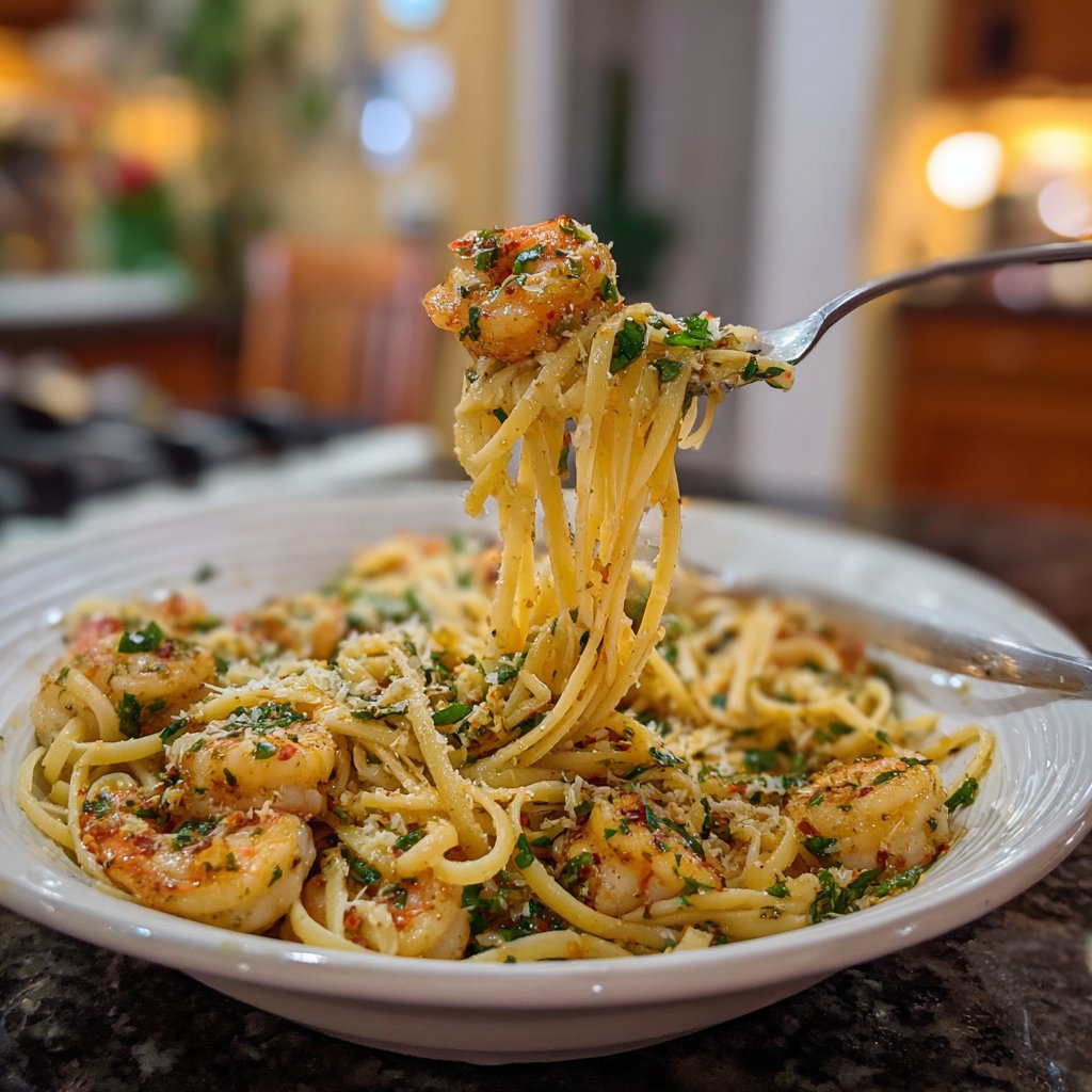 Garlic Shrimp Linguine Delight